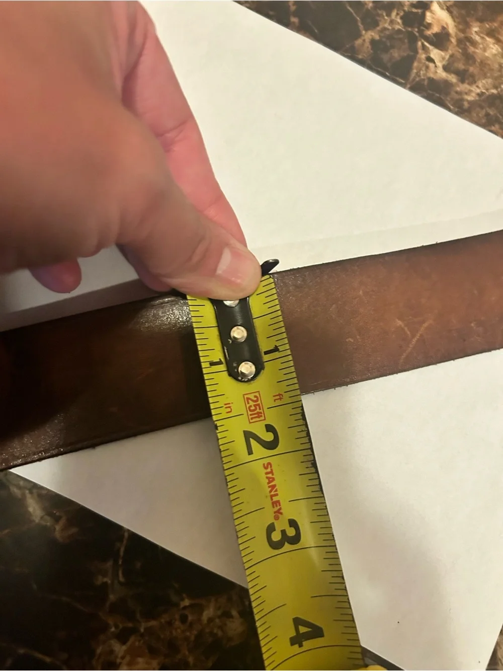Men's Brown Leather Belt with Brass Buckle